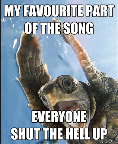 MY FAVOURITE PART OF THE SONG EVERYONE 
SHUT THE HELL UP  Stop Everything Turtle