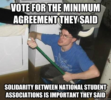 Vote for the minimum agreement they said Solidarity between national student associations is important they said  They said