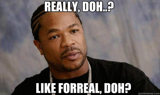 Really, doh..? Like forreal, doh?  Forreal Dawg Xzibit