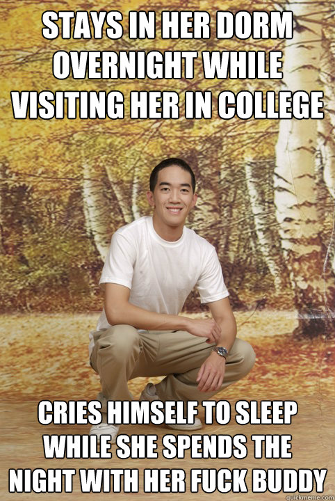 Stays in her dorm overnight while visiting her in college cries himself to sleep while she spends the night with her fuck buddy  Friend-Zoned Phil
