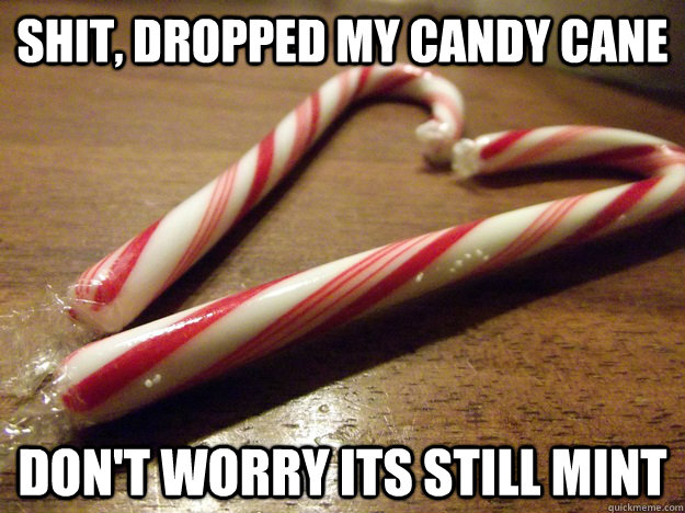 Shit, Dropped my candy cane Don't worry its still mint  candy cane