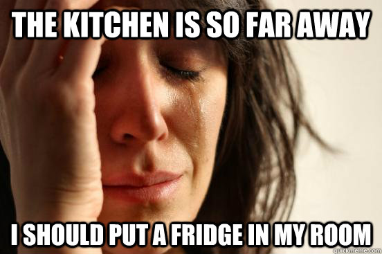 The Kitchen is so far away I should put a fridge in my room  First World Problems