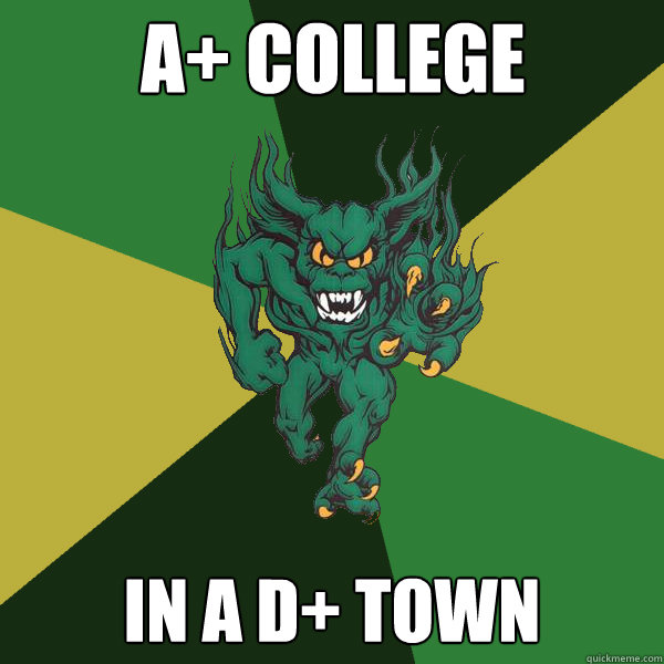 in a D+ town A+ College   Green Terror