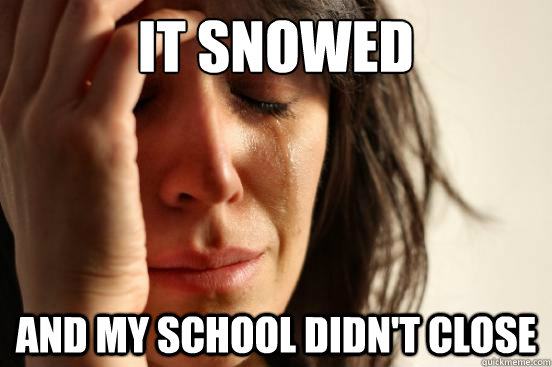 It snowed  and my school didn't close  FirstWorldProblems