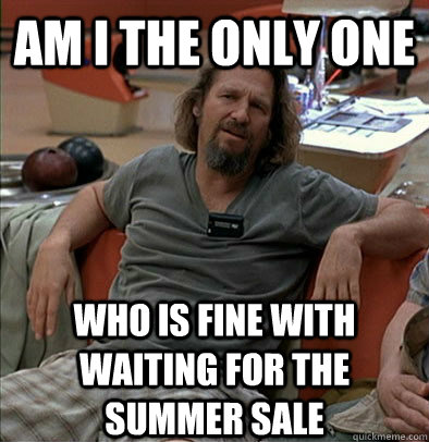 Am I the only one who is fine with waiting for the summer sale  The Dude