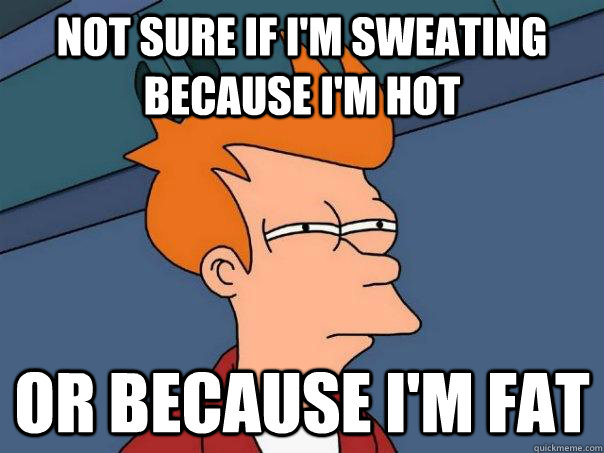 Not sure if I'm sweating because I'm Hot Or because I'm fat - Not sure if I'm sweating because I'm Hot Or because I'm fat  Futurama Fry