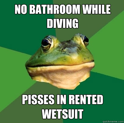 No bathroom while diving Pisses in rented wetsuit  Foul Bachelor Frog