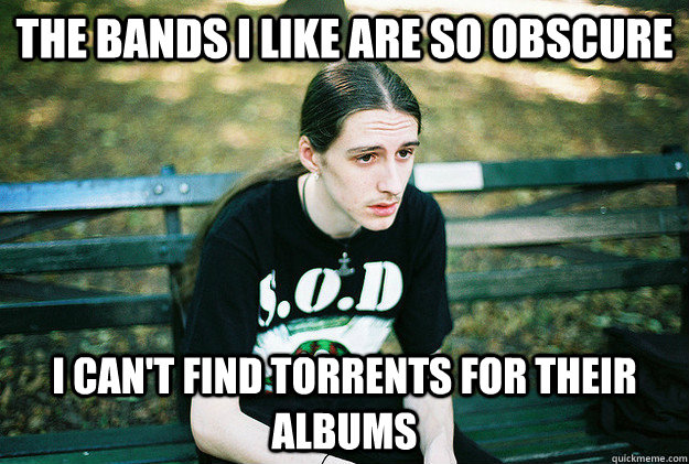 the bands i like are so obscure i can't find torrents for their albums  