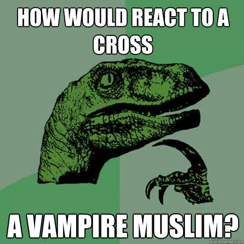 HOW WOULD REACT TO A CROSS A VAMPIRE MUSLIM?  Philosoraptor