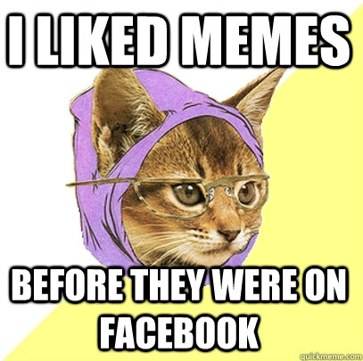 I liked memes before they were on facebook  Hipster Kitty