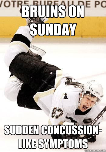 Bruins on Sunday  Sudden concussion-like symptoms - Bruins on Sunday  Sudden concussion-like symptoms  Crosby