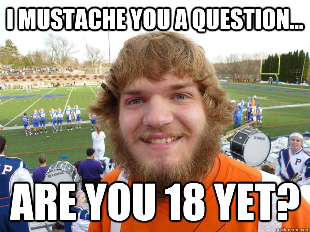 I Mustache you a question... are you 18 yet?  Derp