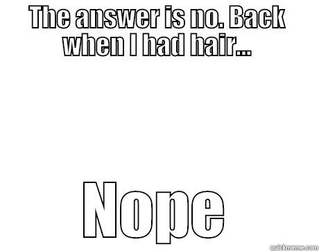 THE ANSWER IS NO. BACK WHEN I HAD HAIR... NOPE Misc