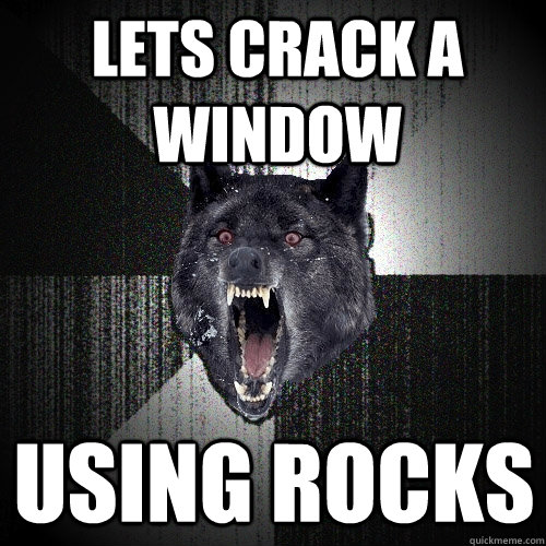 lets crack a window using rocks  Insanity Wolf
