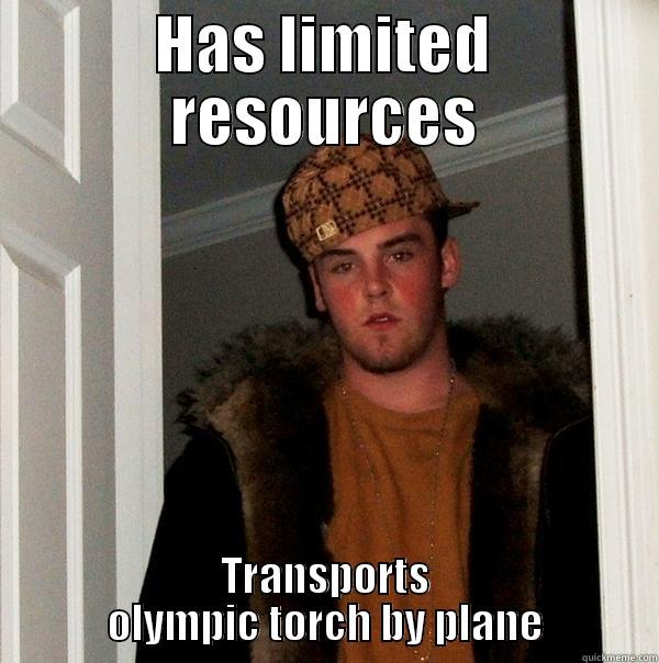 HAS LIMITED RESOURCES TRANSPORTS OLYMPIC TORCH BY PLANE Scumbag Steve