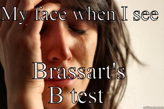 MY FACE WHEN I SEE  BRASSART'S B TEST  First World Problems