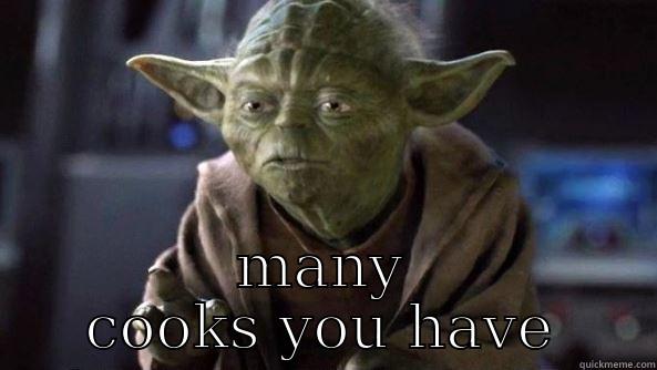  MANY COOKS YOU HAVE True dat, Yoda.