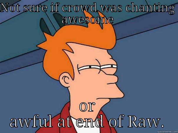 Raw is Stephanie. - NOT SURE IF CROWD WAS CHANTING AWESOME OR AWFUL AT END OF RAW. Futurama Fry