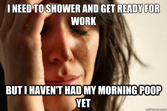 I need to shower and get ready for work but i haven't had my morning poop yet  First World Problems