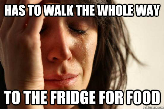 has to walk the whole way to the fridge for food  First World Problems