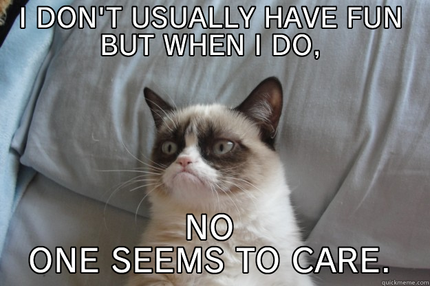 I DON'T USUALLY HAVE FUN BUT WHEN I DO, NO ONE SEEMS TO CARE. Grumpy Cat