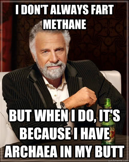 I don't always fart methane but when I do, it's because I have archaea in my butt  The Most Interesting Man In The World