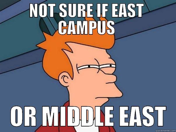NOT SURE IF EAST CAMPUS    OR MIDDLE EAST  Futurama Fry