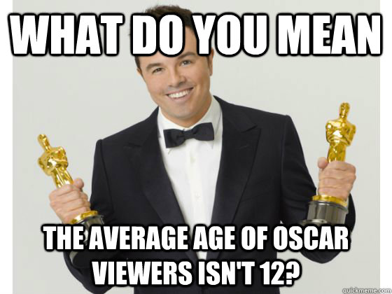What do you mean the average age of oscar viewers isn't 12?  - What do you mean the average age of oscar viewers isn't 12?   Seth What-an-Asshole Macfarlane