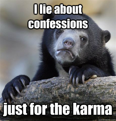 I lie about confessions just for the karma  Confession Bear