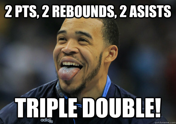 2 pts, 2 rebounds, 2 asists triple double!  JaVale McGee