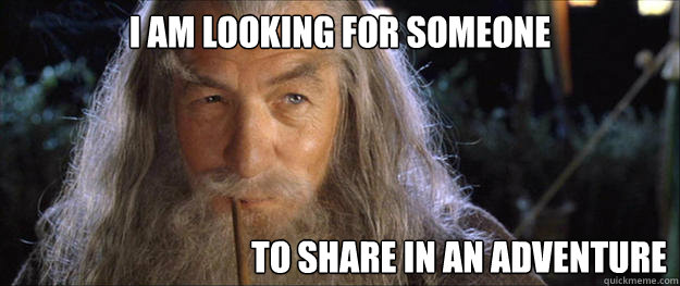 I am looking for someone to share in an adventure - I am looking for someone to share in an adventure  Gandalf wants to share an adventure