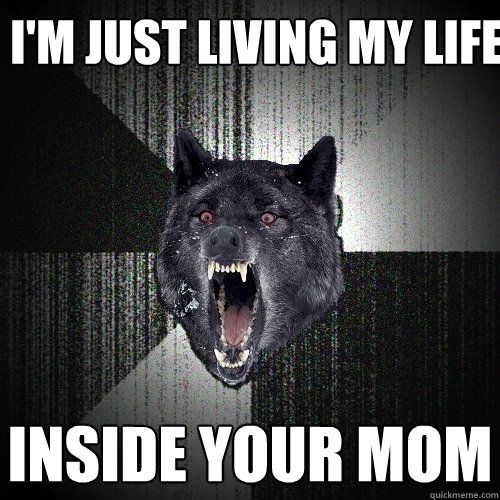 I'm Just Living my life  Inside your mom  Insanity Wolf