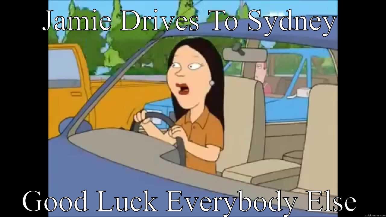 JAMIE DRIVES TO SYDNEY GOOD LUCK EVERYBODY ELSE Misc
