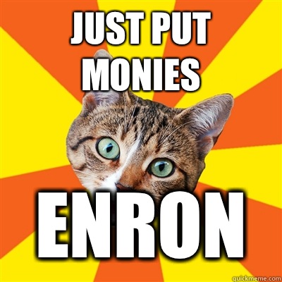 Just put monies Enron  Bad Advice Cat