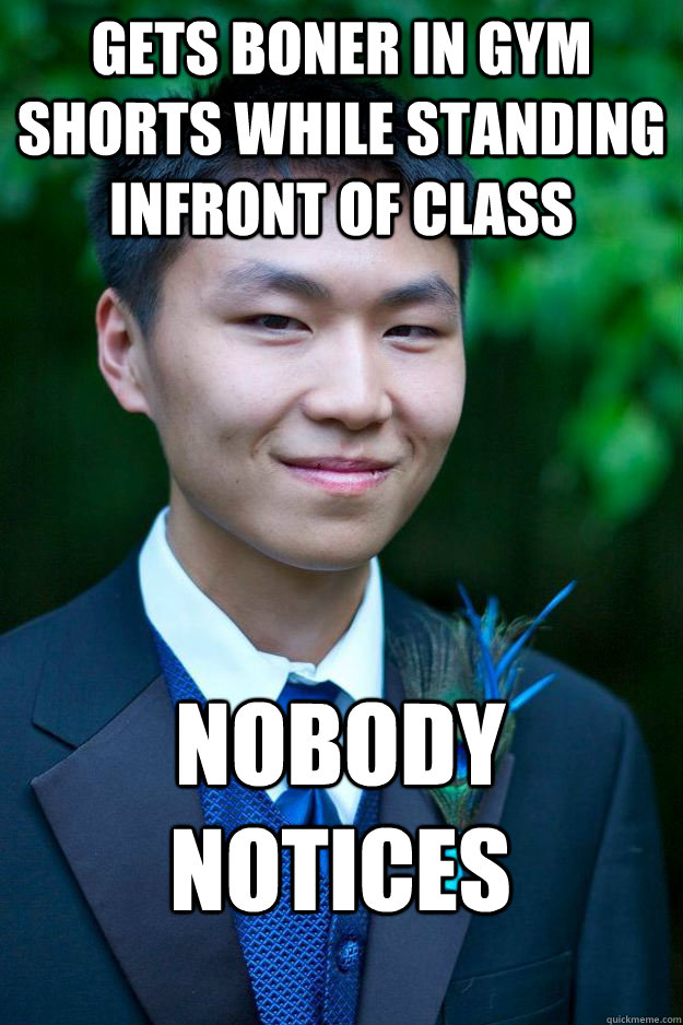 gets boner in gym shorts while standing infront of class nobody notices - gets boner in gym shorts while standing infront of class nobody notices  b-dong