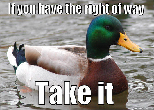 IF YOU HAVE THE RIGHT OF WAY TAKE IT Actual Advice Mallard