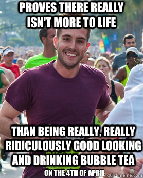 Proves there really isn't more to life than being really, really ridiculously good looking and drinking bubble tea on the 4th of april  Ridiculously photogenic guy