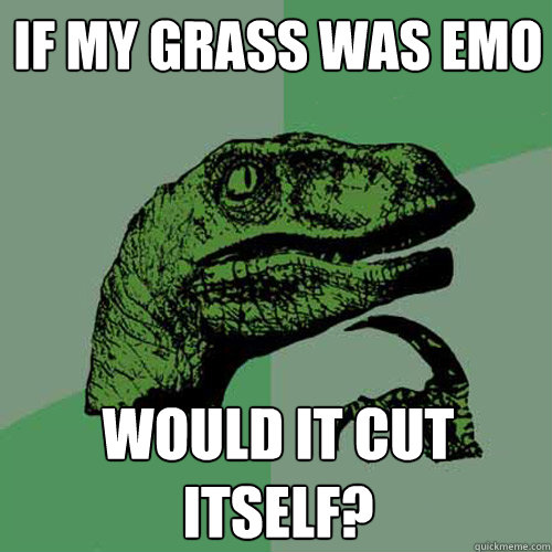 if my grass was emo would it cut itself?  Philosoraptor
