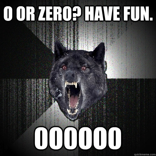 O or zero? have fun. 0O0OO0  Insanity Wolf