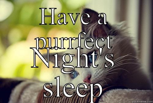 HAVE A PURRFECT NIGHT'S SLEEP First World Problems Cat