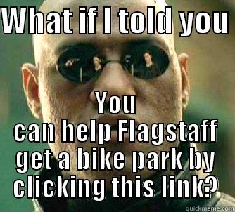 WHAT IF I TOLD YOU  YOU CAN HELP FLAGSTAFF GET A BIKE PARK BY CLICKING THIS LINK? Matrix Morpheus