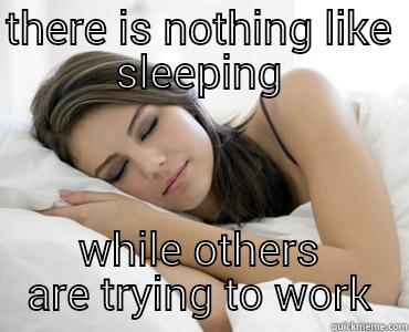 sleep meme - THERE IS NOTHING LIKE SLEEPING WHILE OTHERS ARE TRYING TO WORK Sleep Meme