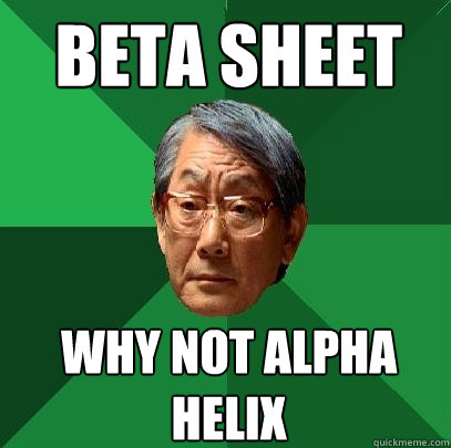 beta sheet  why not alpha helix   High Expectations Asian Father