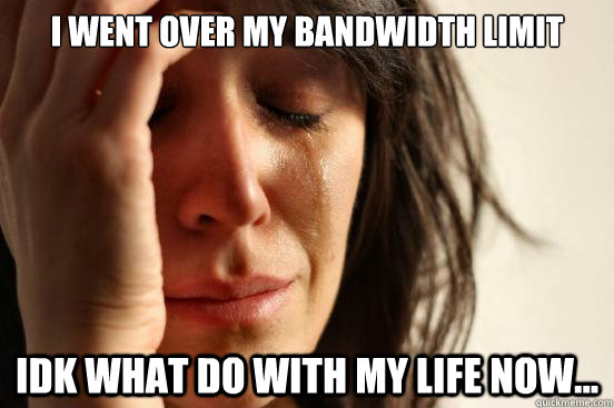 I went over my bandwidth limit IDK what do with my life now...  First World Problems