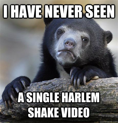 I have never seen a single harlem shake video - I have never seen a single harlem shake video  Confession Bear
