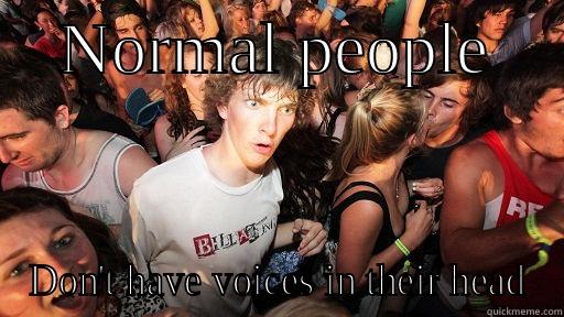    NORMAL PEOPLE     DON'T HAVE VOICES IN THEIR HEAD Sudden Clarity Clarence