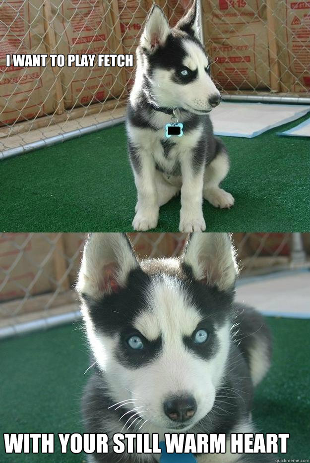 I want to play fetch With your still warm heart  Insanity puppy