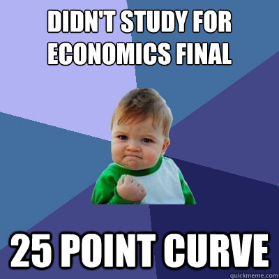 Didn't study for Economics Final 25 point curve - Didn't study for Economics Final 25 point curve  Success Kid