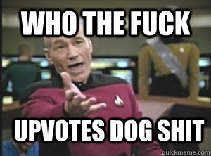 Who the fuck upvotes dog shit  Annoyed Picard