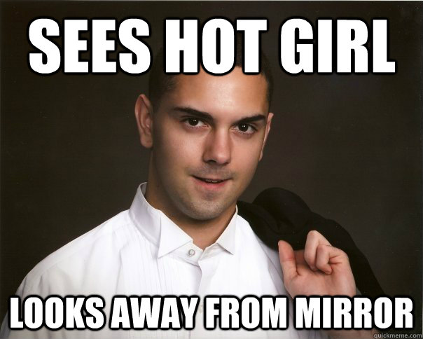 sees hot girl looks away from mirror  asexual andy
